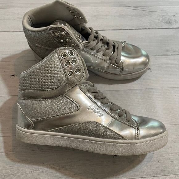 Love & pastry‎ metallic silver sneakers womens 6.5 - Picture 1 of 12